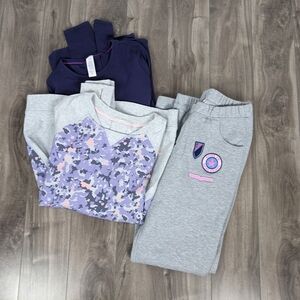 Ivivva Size 12 3 Piece Bundle Joggers Sweatshirt Long Sleeve Purple Gray